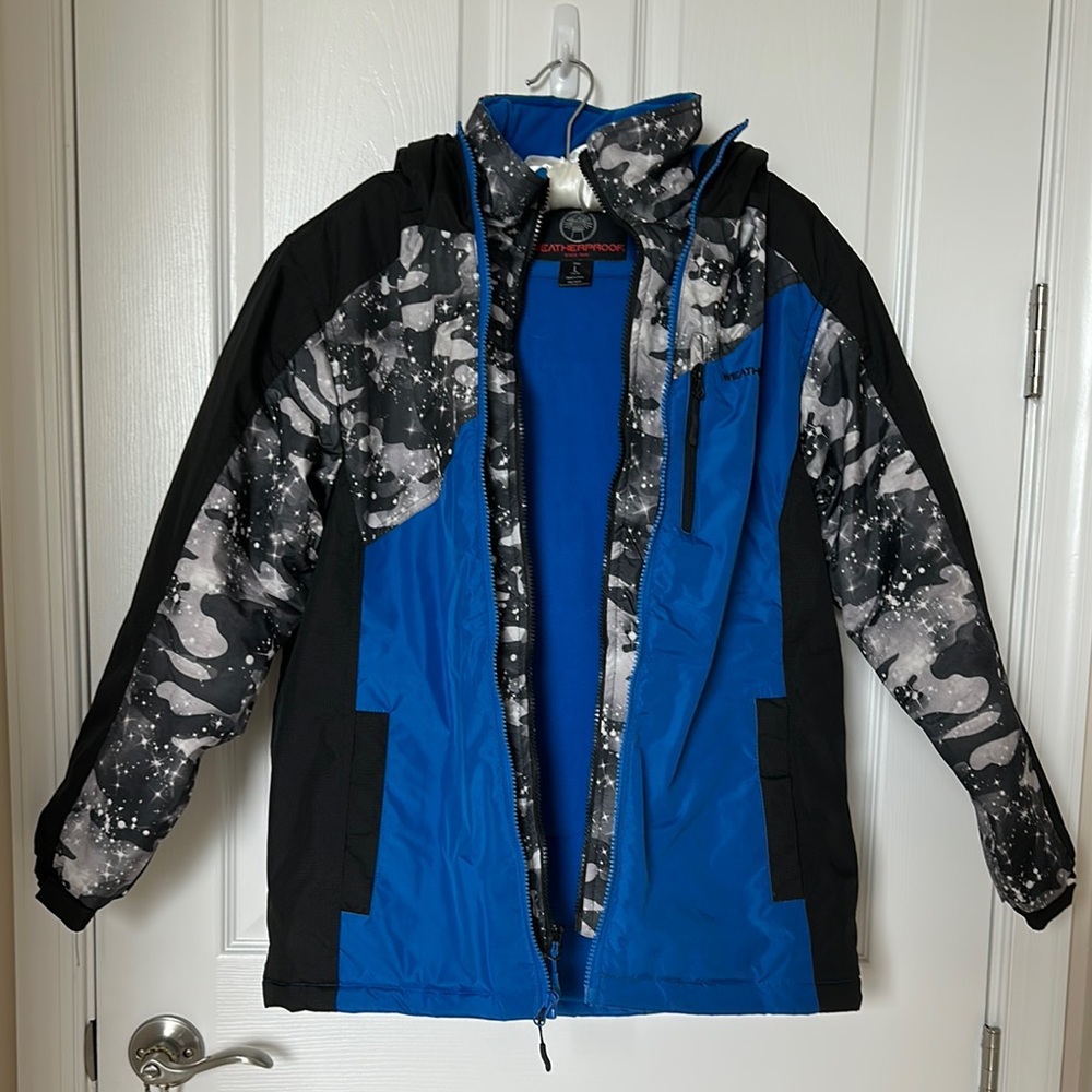 Weatherproof Blue and Black Camouflage Jacket